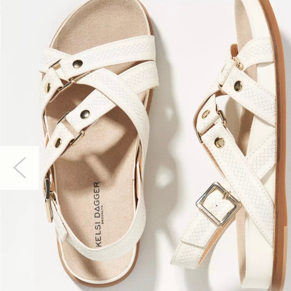 Kelsi Dagger Cream Strappy Buckle Sandals